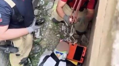 İstanbul’un Zeytinburnu ilçesinde yaklaşık 5 metre yükseklikten boşluğa düşen vatandaş,